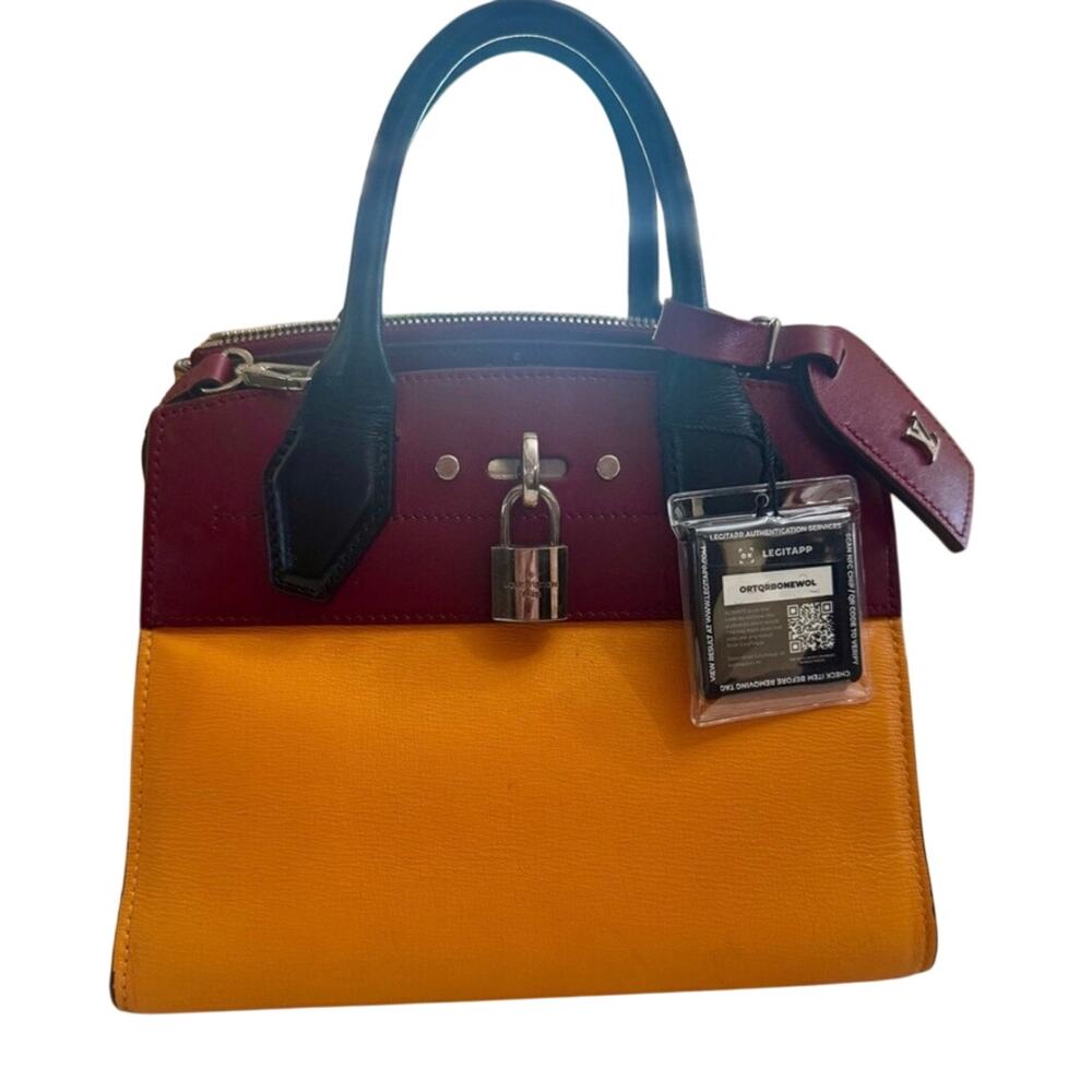 LOUIS VUITTON City Steamer MINI shoulder Handbag leather Orange EUC M42438 - Picture 3 of 16